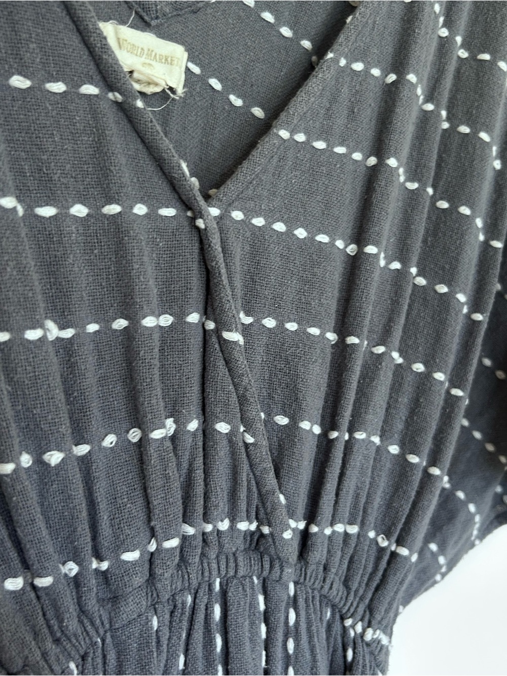 World Market 100% Cotton Wide Short Sleeve Striped Maxi Dress Size Large/XL - Picture 5 of 7